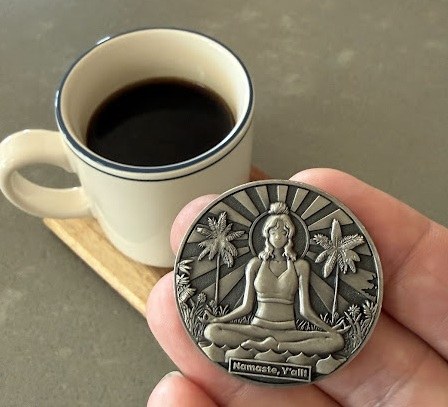 B.S.C. Coin calm side with morning coffee