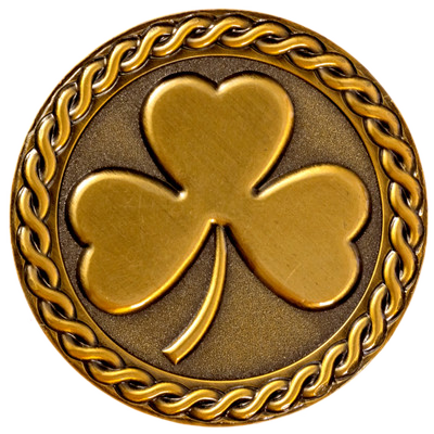 Lucky leprechaun coin back with shamrock