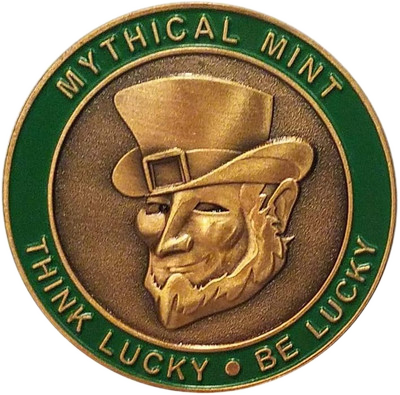 Lucky leprechaun coin front, think lucky be lucky