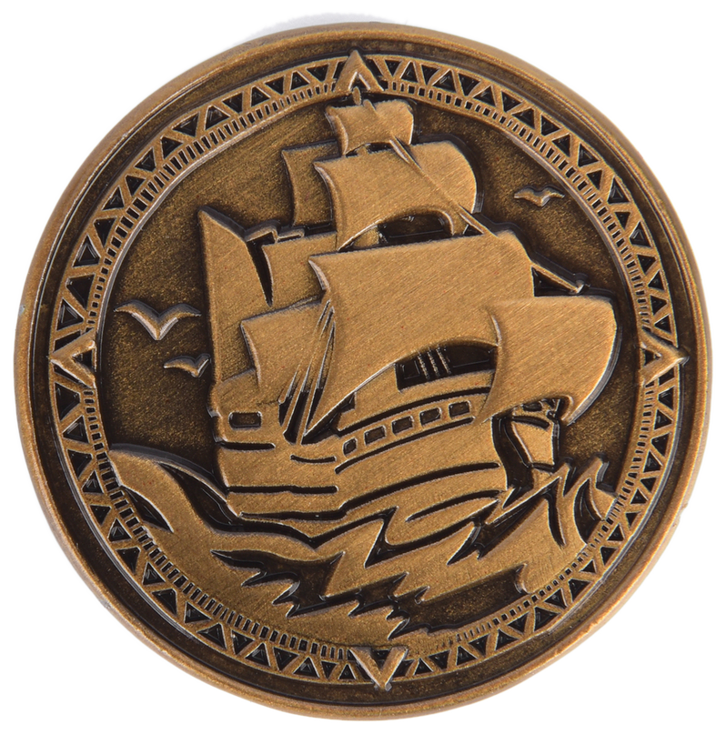 Pirate coin back with ship
